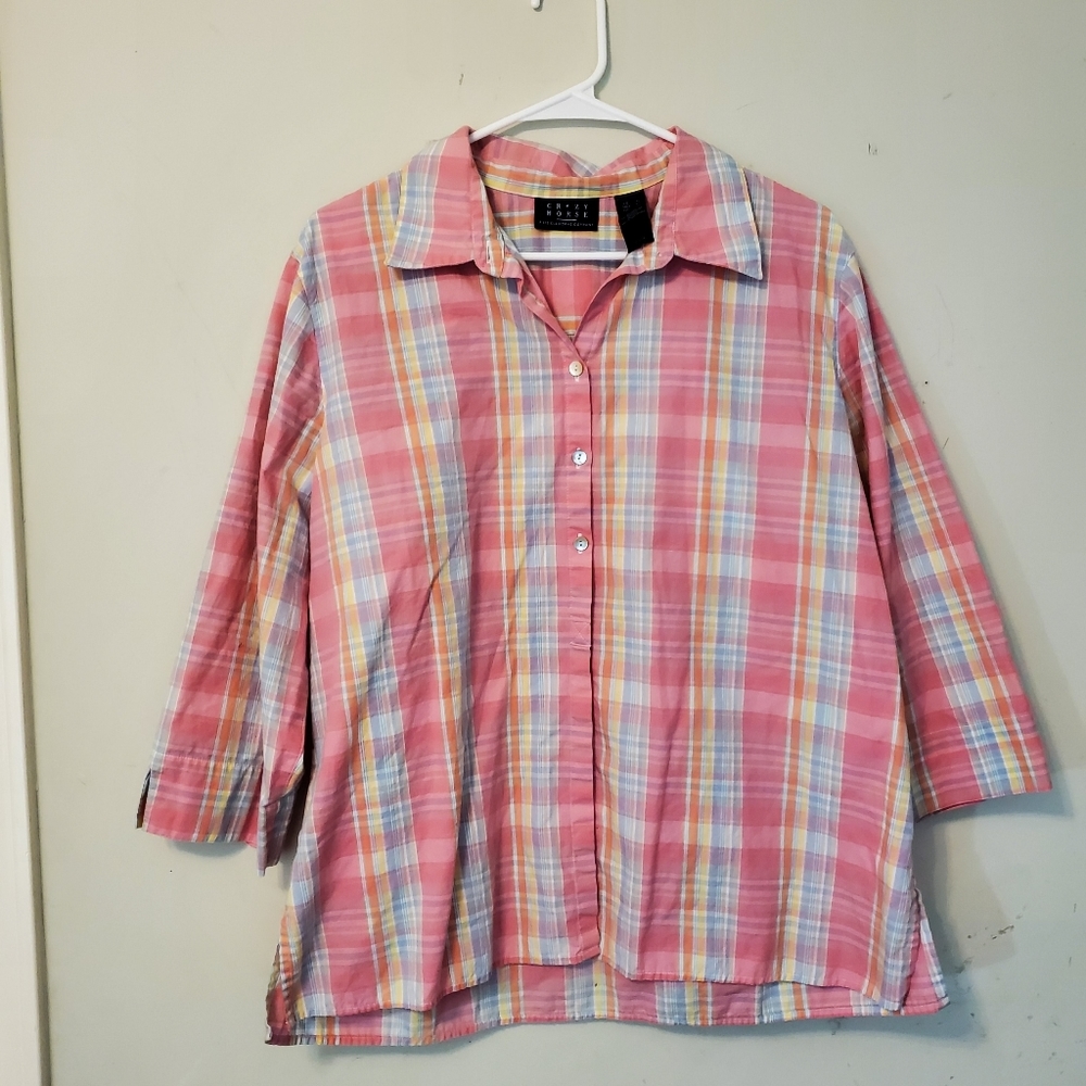 Liz Claiborne Crazy Horse Womens Button Down Shirt Sz XL